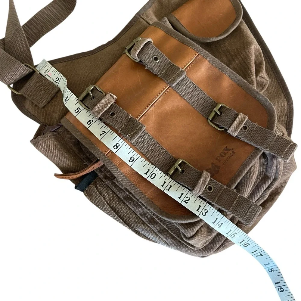 Fox Outdoor Retro Messenger Bag Brown Canvas Leather Trim Shoulder Bag Cargo
